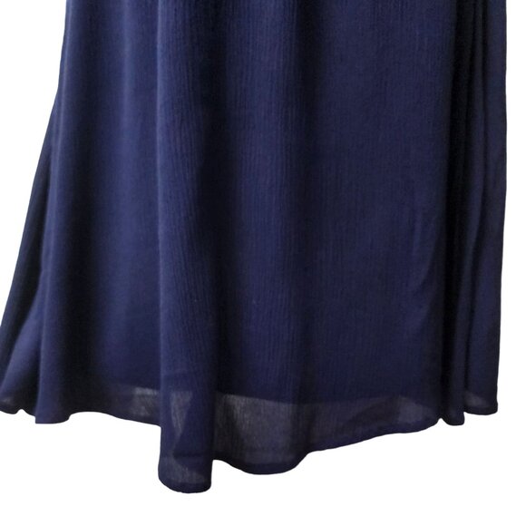 Wayf Navy Blue Blouson Midi Dress Rayon & Polyester Lined V-Neck Short Sleeves M - Picture 12 of 16
